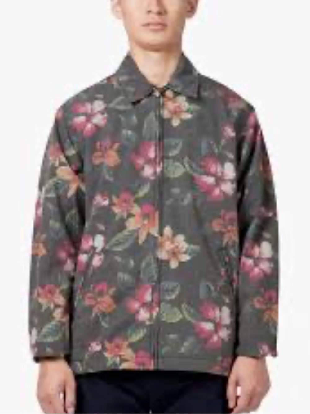 Stussy Floral Hibiscus Coach Jacket Sz LARGE Lightweight Streetwear Skate RARE!
